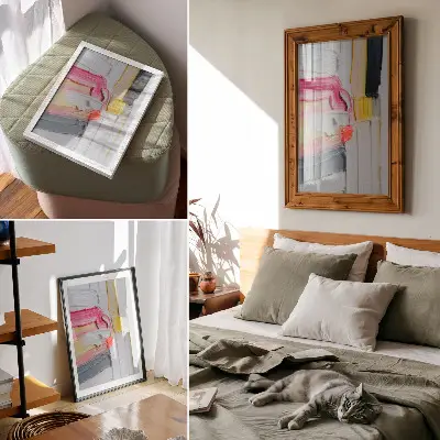 Poster abstracte verfstrepen met dynamische textuur