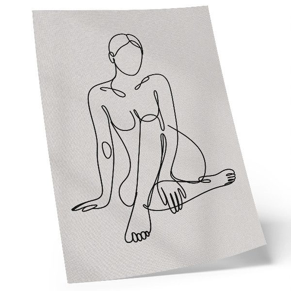Decoratieve poster Een subtiele zwarte silhouetcontour op een lichte achtergrond.