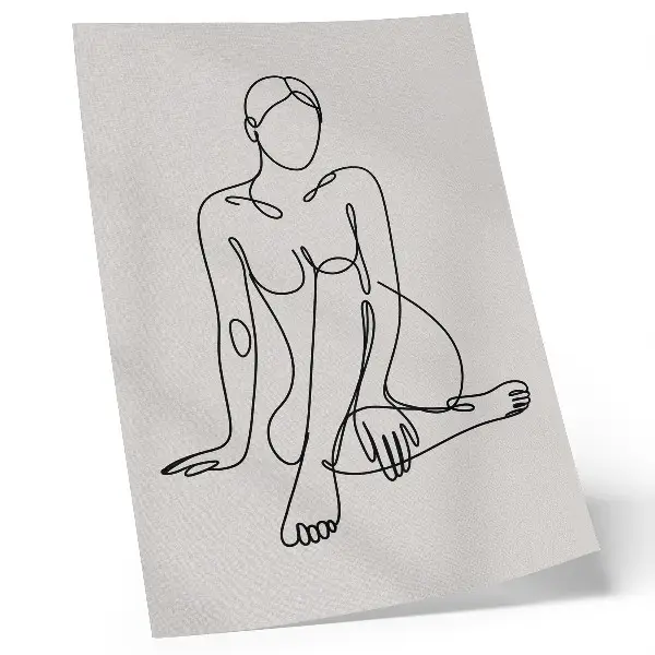 Decoratieve poster met een subtiele zwarte silhouetcontour op een lichte achtergrond