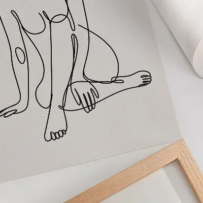 Decoratieve poster met een subtiele zwarte silhouetcontour op een lichte achtergrond