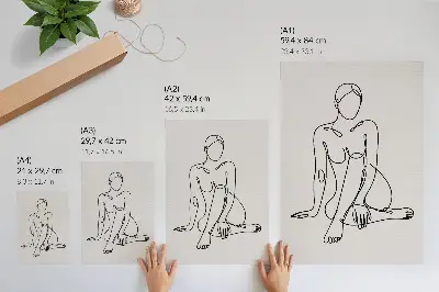 Decoratieve poster met een subtiele zwarte silhouetcontour op een lichte achtergrond