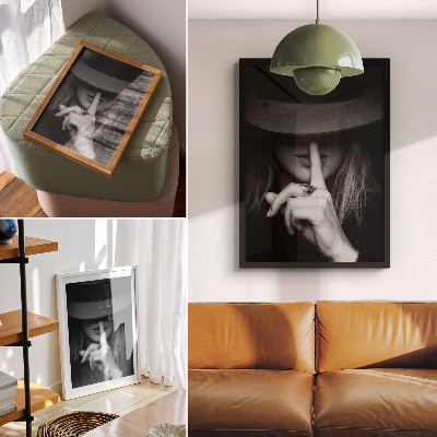 Wandposter Mysterieuze figuur hoed stilte zachtheid