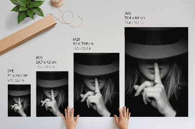 Wandposter Mysterieuze figuur hoed stilte zachtheid