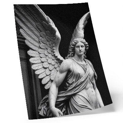 Wandposter Marmeren engelsculptuur, rijk aan details en elegantie.