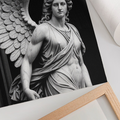 Wandposter Marmeren engelsculptuur, rijk aan details en elegantie.