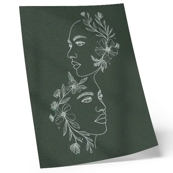 Wandposter met fijne lijnen en bloemen in een moderne compositie