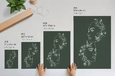 Wandposter met fijne lijnen en bloemen in een moderne compositie