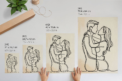 Wandposter Minimalistisch, geliefd stel met beige achtergrond