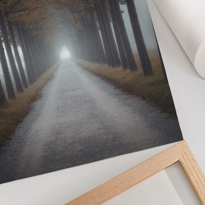 Poster Herfstmist in een steegje, symmetrische harmonieuze compositie