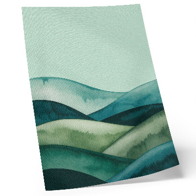 Poster Groene heuvels, turkooizen sfeer, aquarelstijl