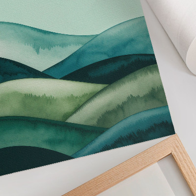 Poster Groene heuvels, turkooizen sfeer, aquarelstijl