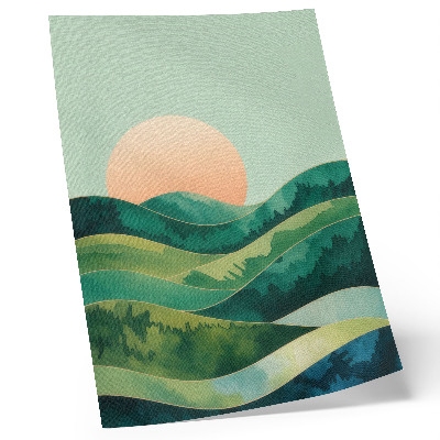 Decoratieve poster Pastelkleurige heuvels, aquarel, zon
