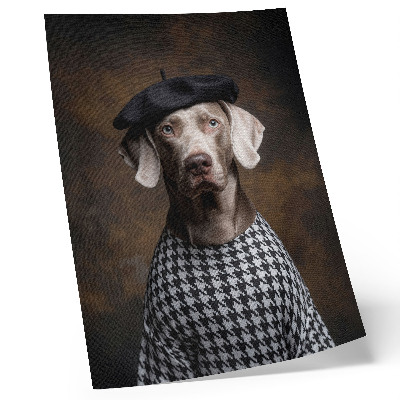 Decoratieve poster Hond in een vest met baretpatroon, elegant
