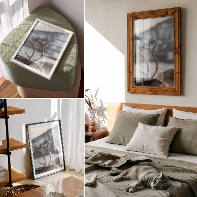 Wandposter Rendieren met gewei, harmonie in het winterlandschap