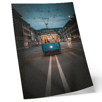 Poster 's Avonds verlicht de tram de retro-energie