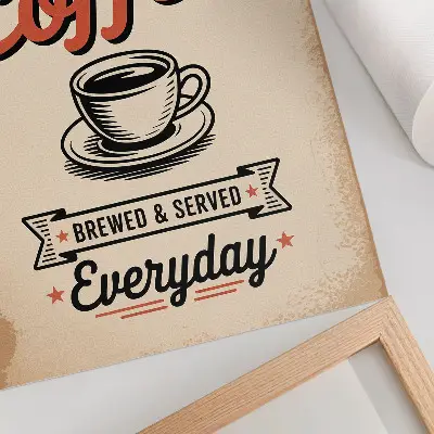 Decoratieve poster met retro café-sfeer en kopje