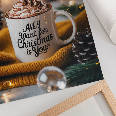 Wandposter Mok met de tekst 'sjaal geel warm licht'