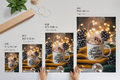Wandposter Mok met de tekst 'sjaal geel warm licht'