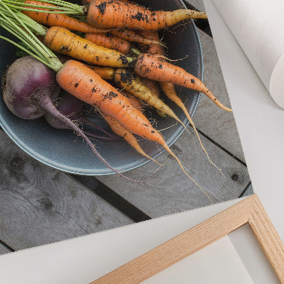 Wandposter Sappige groenteschaal van hout in rustieke stijl