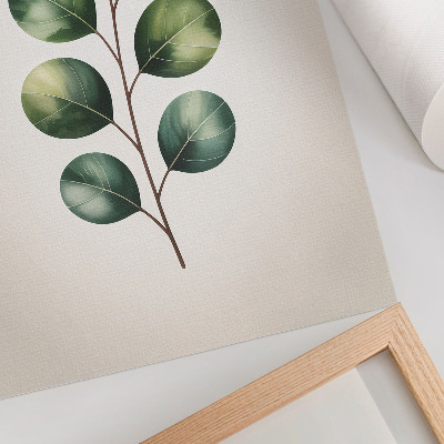 Wandposter Een tak met een groep groene bladeren