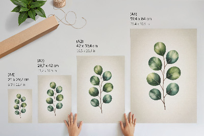 Wandposter Een tak met een groep groene bladeren