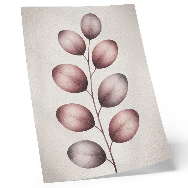 Poster minimalistisch ontwerp met roze bladeren en een lichte uitstraling