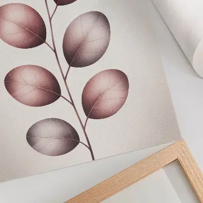 Poster minimalistisch ontwerp met roze bladeren en een lichte uitstraling