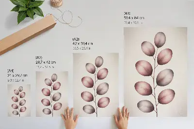 Poster minimalistisch ontwerp met roze bladeren en een lichte uitstraling