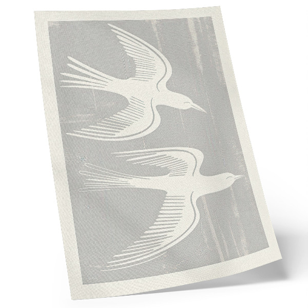 Decoratieve poster Vogels op een grijze achtergrond, harmonie en eenvoud.
