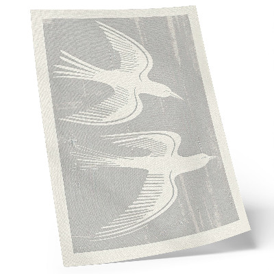 Decoratieve poster Vogels op een grijze achtergrond, harmonie en eenvoud.