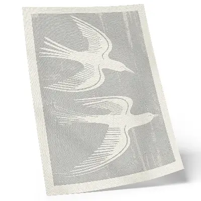Decoratieve poster vogels op een grijze achtergrond met een harmonieuze en eenvoudige uitstraling