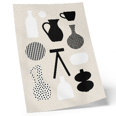 Wandposter Zwart-witte geometrische patronen op een beige achtergrond