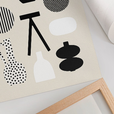 Wandposter Zwart-witte geometrische patronen op een beige achtergrond