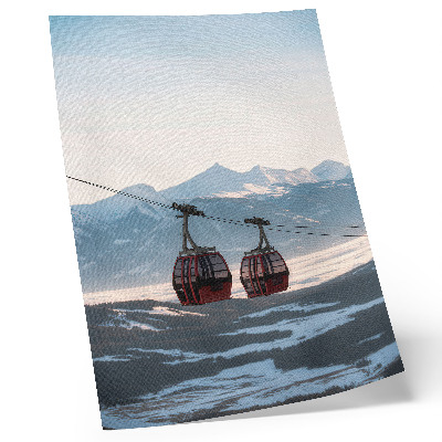 Poster Berglandschappen in winterse omstandigheden met kabelbaan