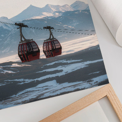 Poster Berglandschappen in winterse omstandigheden met kabelbaan