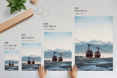 Poster Berglandschappen in winterse omstandigheden met kabelbaan