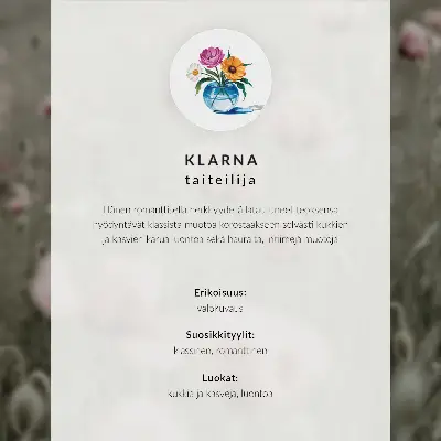 Decoratieve poster met pastelkleurige bloemen in een stijl van elegantie, harmonie en sensualiteit