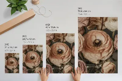 Decoratieve poster met pastelkleurige bloemen in een stijl van elegantie, harmonie en sensualiteit