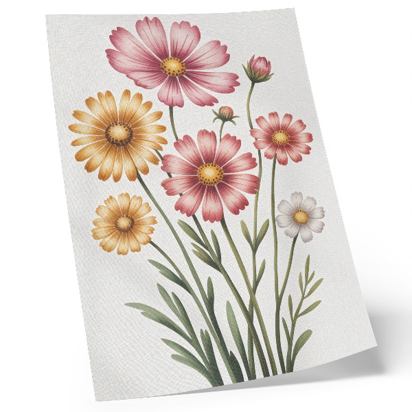 Wandposter Een weelderig boeket met gele en roze bloemen.