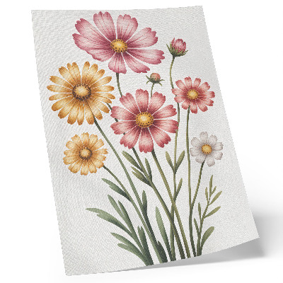 Wandposter Een weelderig boeket met gele en roze bloemen.