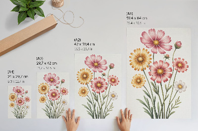 Wandposter Een weelderig boeket met gele en roze bloemen.