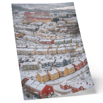 Poster Kleurrijke huizen, winterlandschap, architectuur
