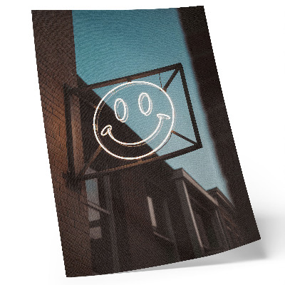 Wandposter Neon gezicht tegen een bakstenen muur