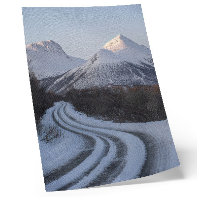 Decoratieve poster Winterlandschap, bergen, wegbochten, schoonheid