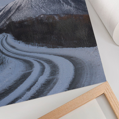 Decoratieve poster Winterlandschap, bergen, wegbochten, schoonheid