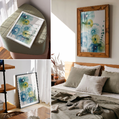 Wandposter Blauwe en groene stippen abstracte moderniteit