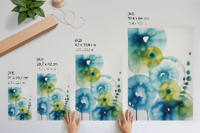 Wandposter Blauwe en groene stippen abstracte moderniteit