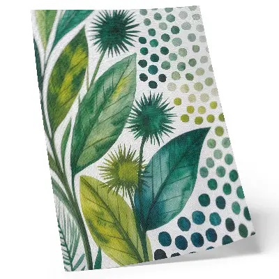 Poster met groene blaadjes en stippen in een natuurlijke boho stijl