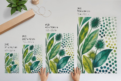 Poster Groene blaadjes stippen natuurlijke frisheid boho