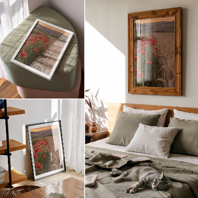 Decoratieve poster Klaprozen zonsondergang natuur kleuren harmonie